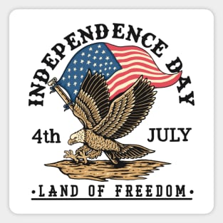 4th Of July Eagle American Flag Patriotic Land Of Freedom Vintage US USA Flag Magnet